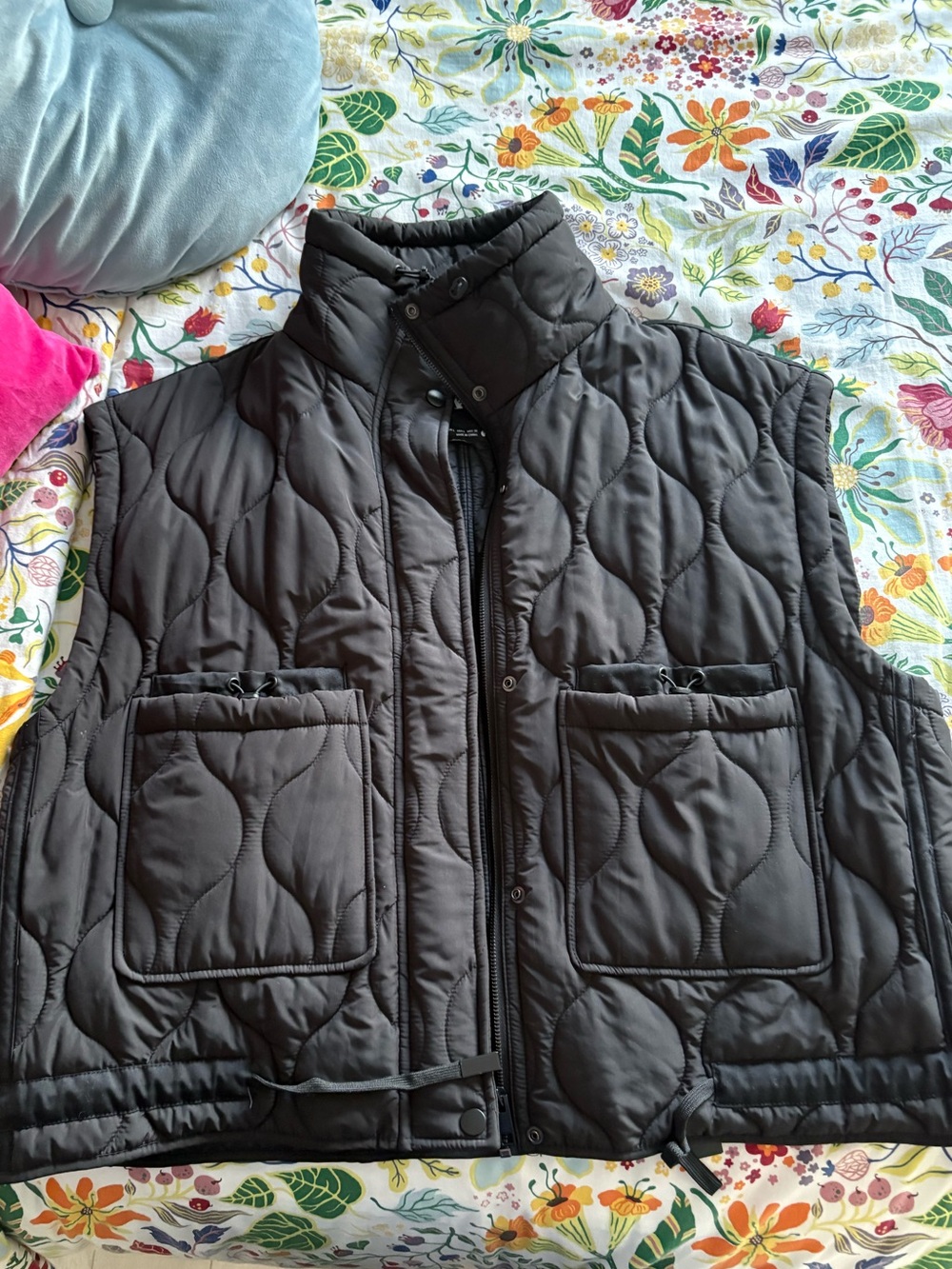 Quilted Puffer Vest - Black